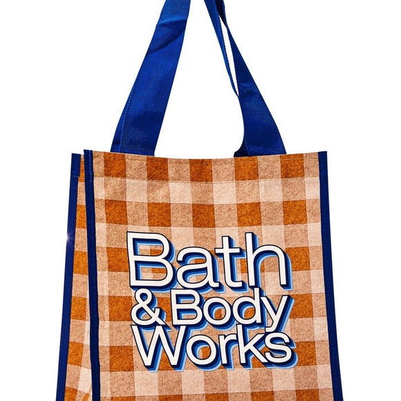 Bath & Body Works reusable Checkered Tote with Blue Accents.  New!! - Picture 2 of 3